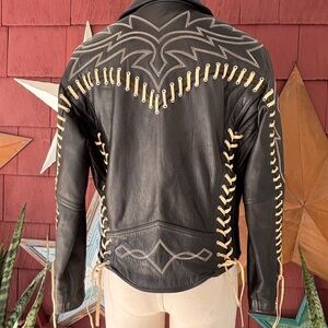 Vintage 90s Michael Hoban North Beach Black Leather Motorcycle Jacket Mens Sz 40
